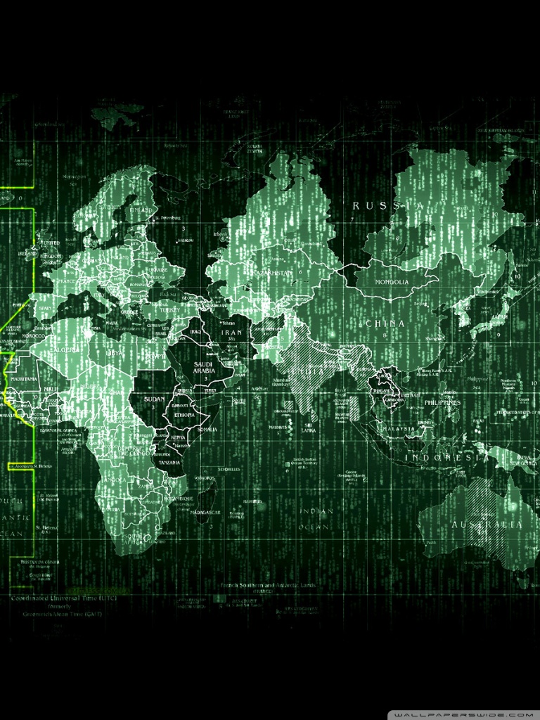 Matrix Code World Map Ultra HD Desktop Background Wallpaper for 4K UHD TV, Tablet