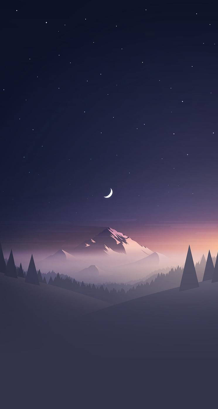 Download Half Moon Over Mountain iPhone Se Wallpaper
