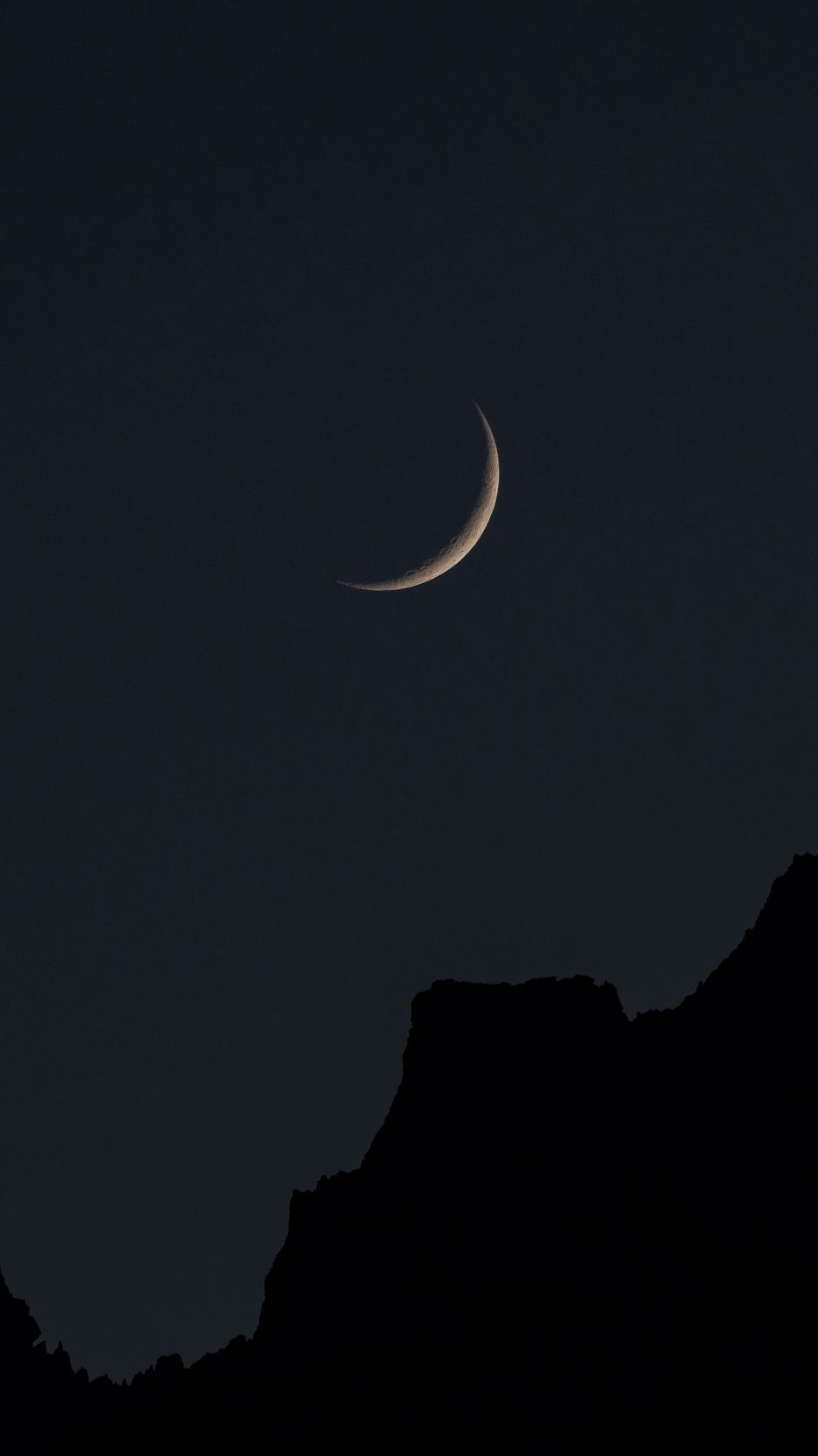 Download Wallpaper 938x1668 Moon, Mountains, Night, Sky, Full Moon, Crescent Iphone 8 7 6s 6 For Parallax HD Background