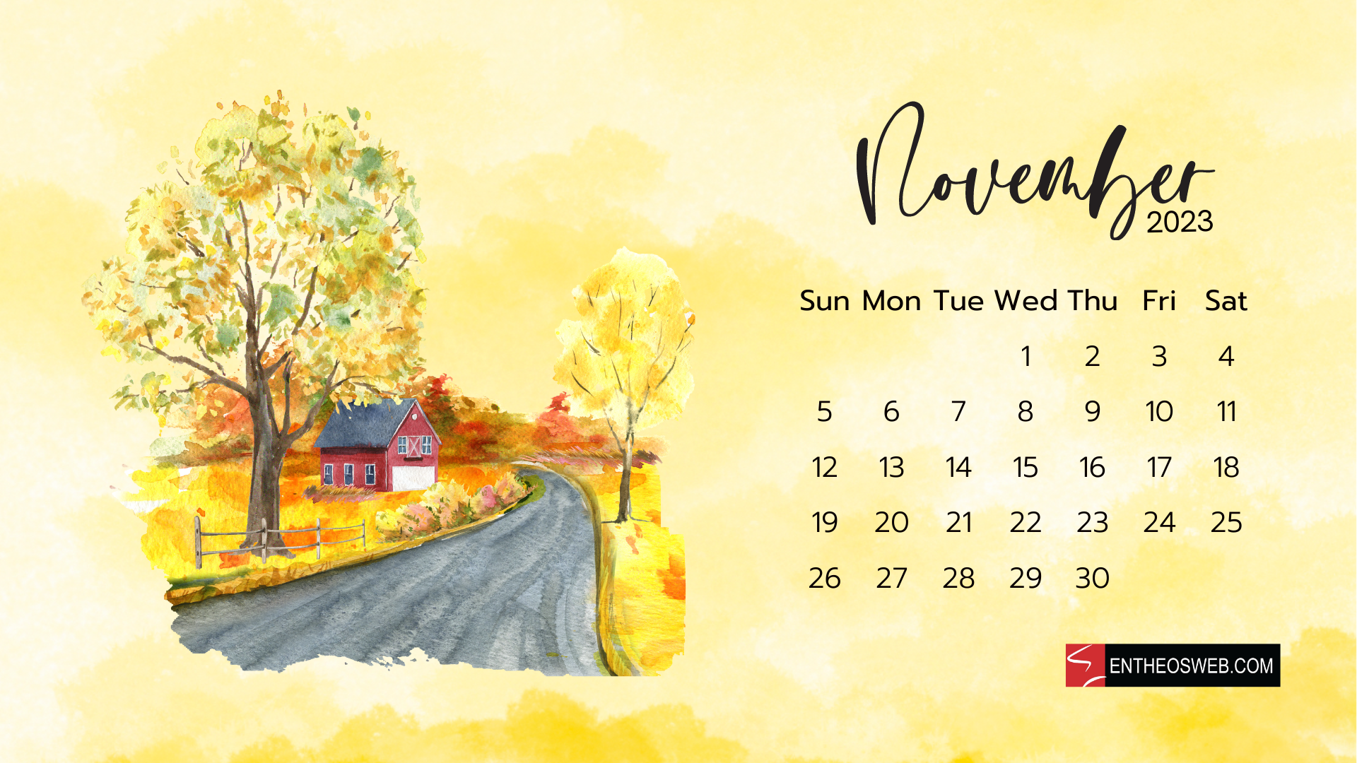 November 2023 Calendar Desktop Wallpaper