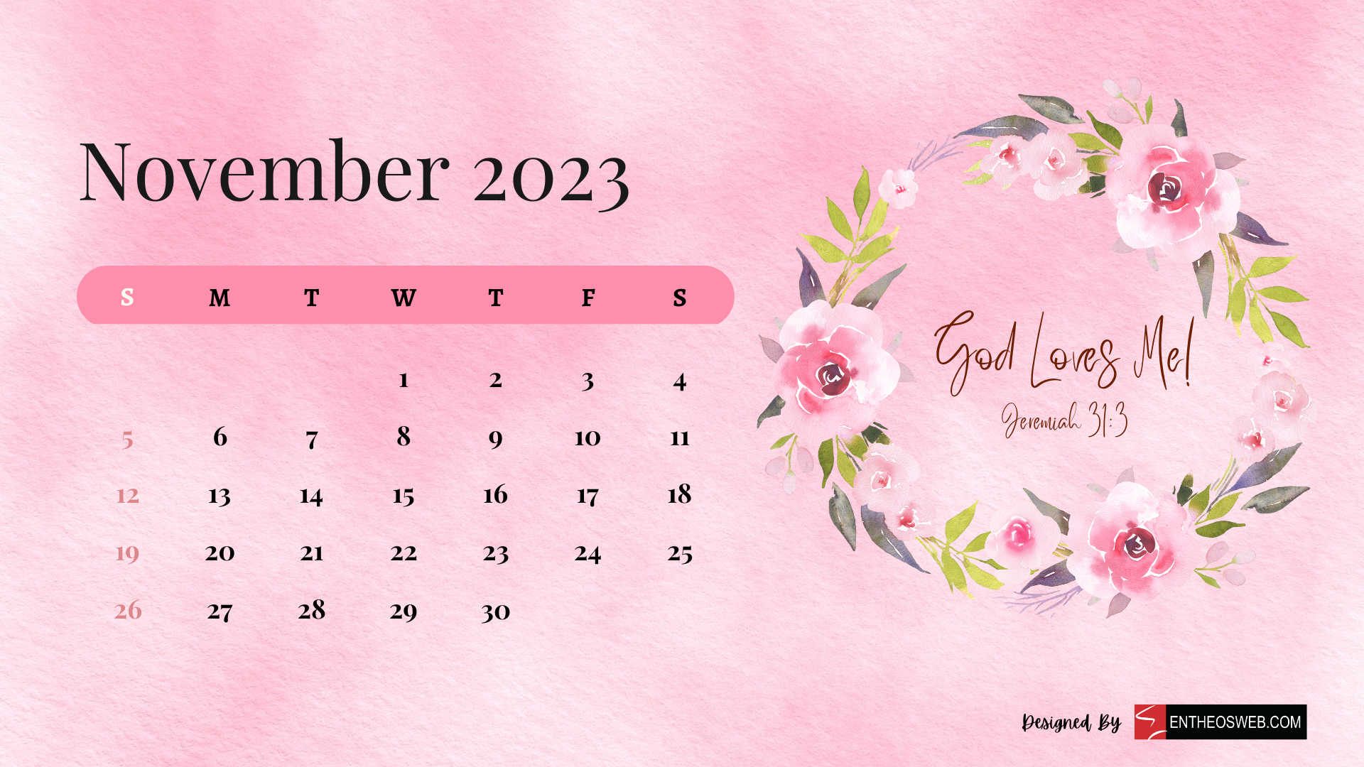 Christian Floral 2023 Calendar Desktop Wallpapers