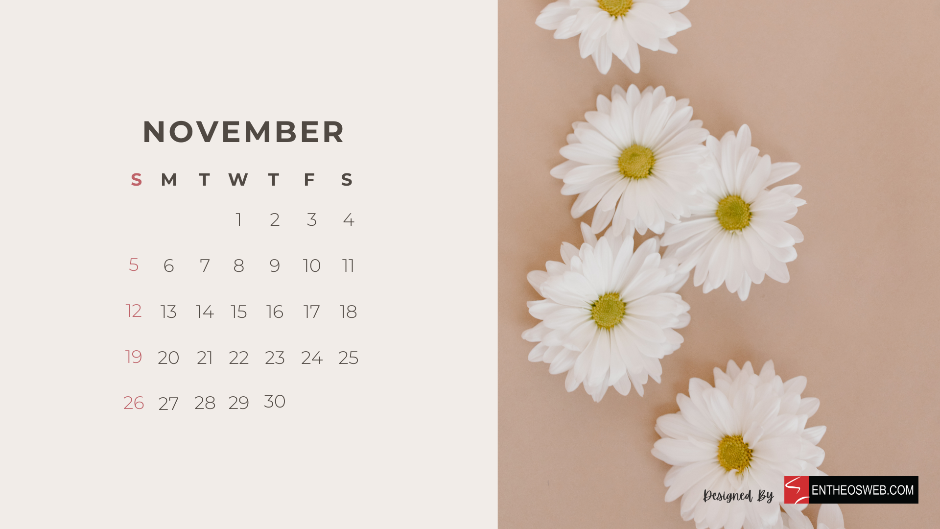 Beautiful Flowers 2023 Monthly Calendar for Desktop Wallpapers and Print