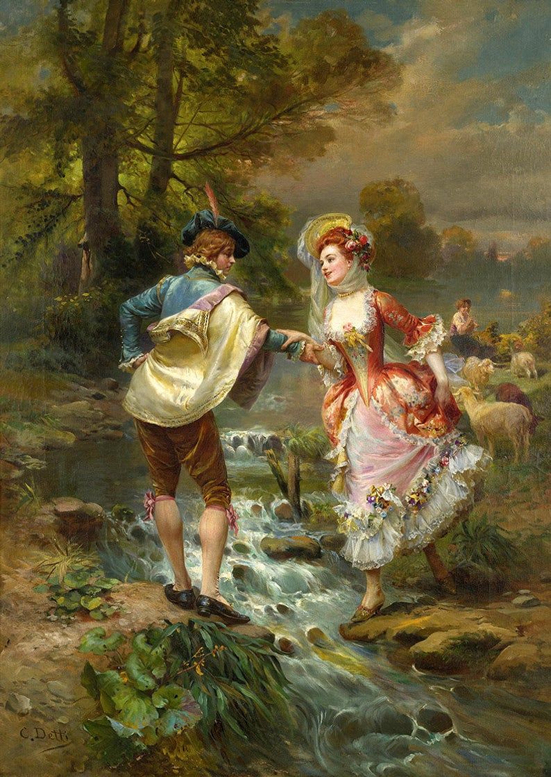 Custom Photo Murals Large Size Wallpaper European Style. Romantic paintings, Romantic art, Rococo art