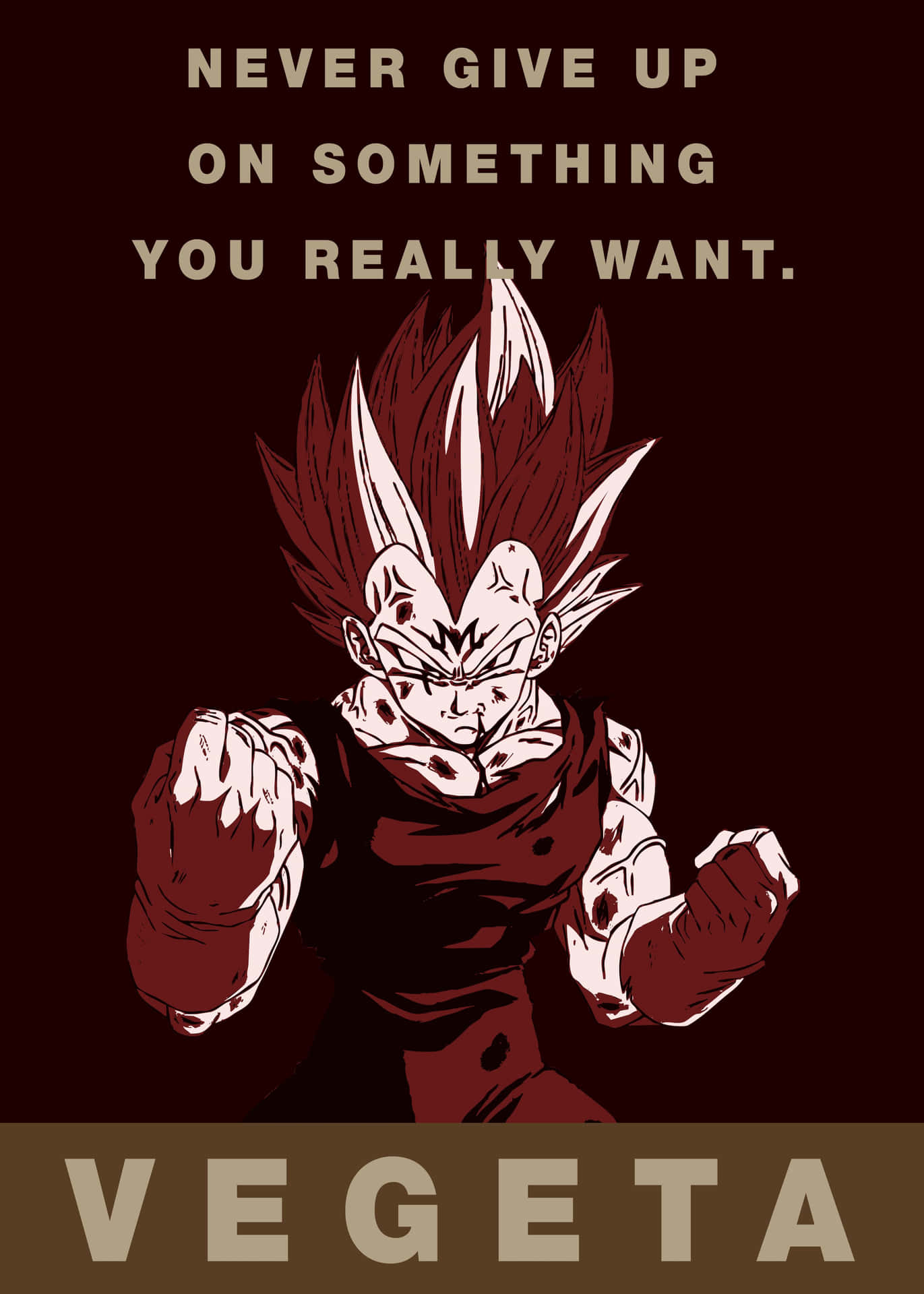 Download Triumphant Vegeta with Inspiring Quote Wallpaper