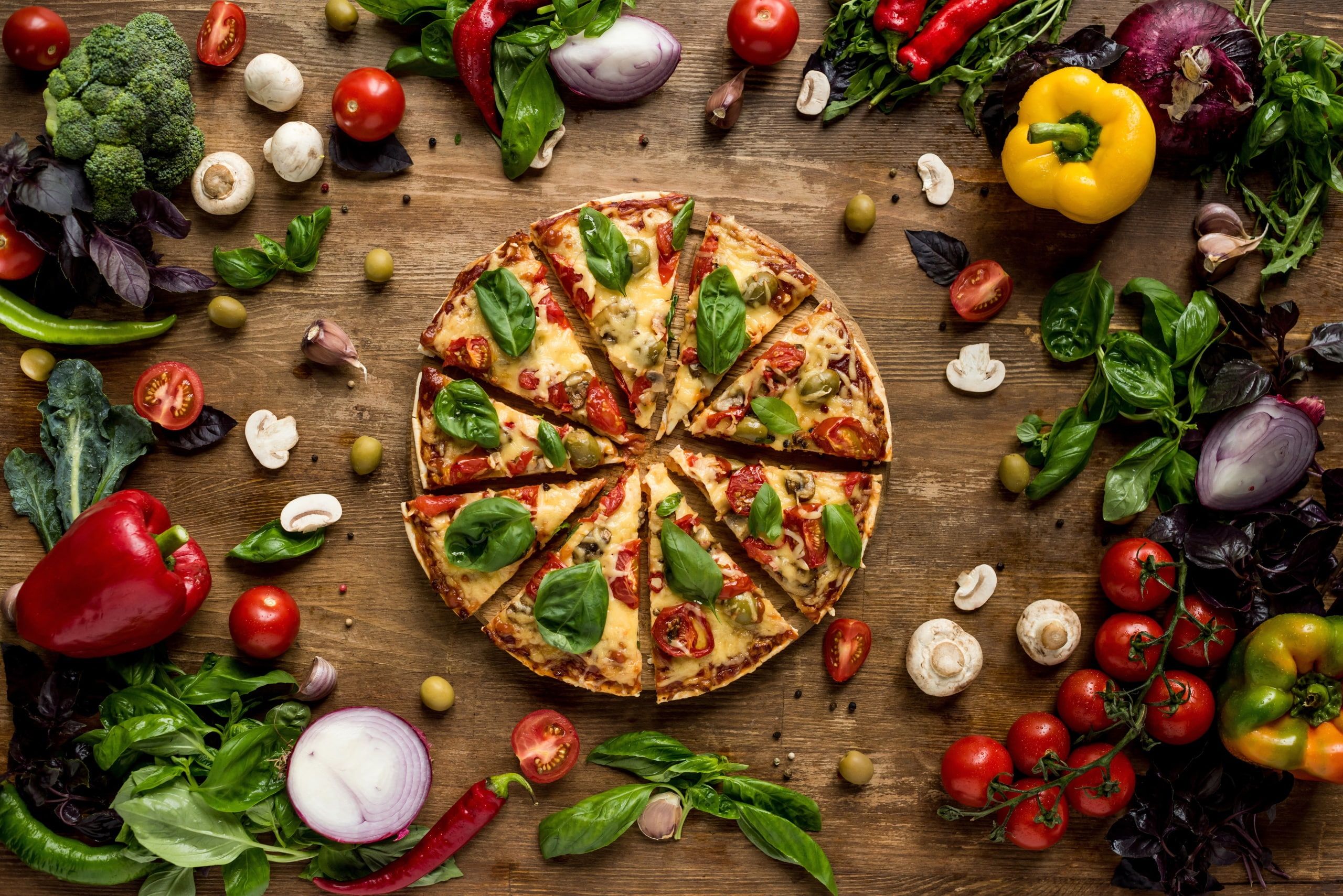 Wallpaper Pizza, food, vegetables, fruit, food and drink, freshness, healthy eating. Food combining, Food, Veggie pizza