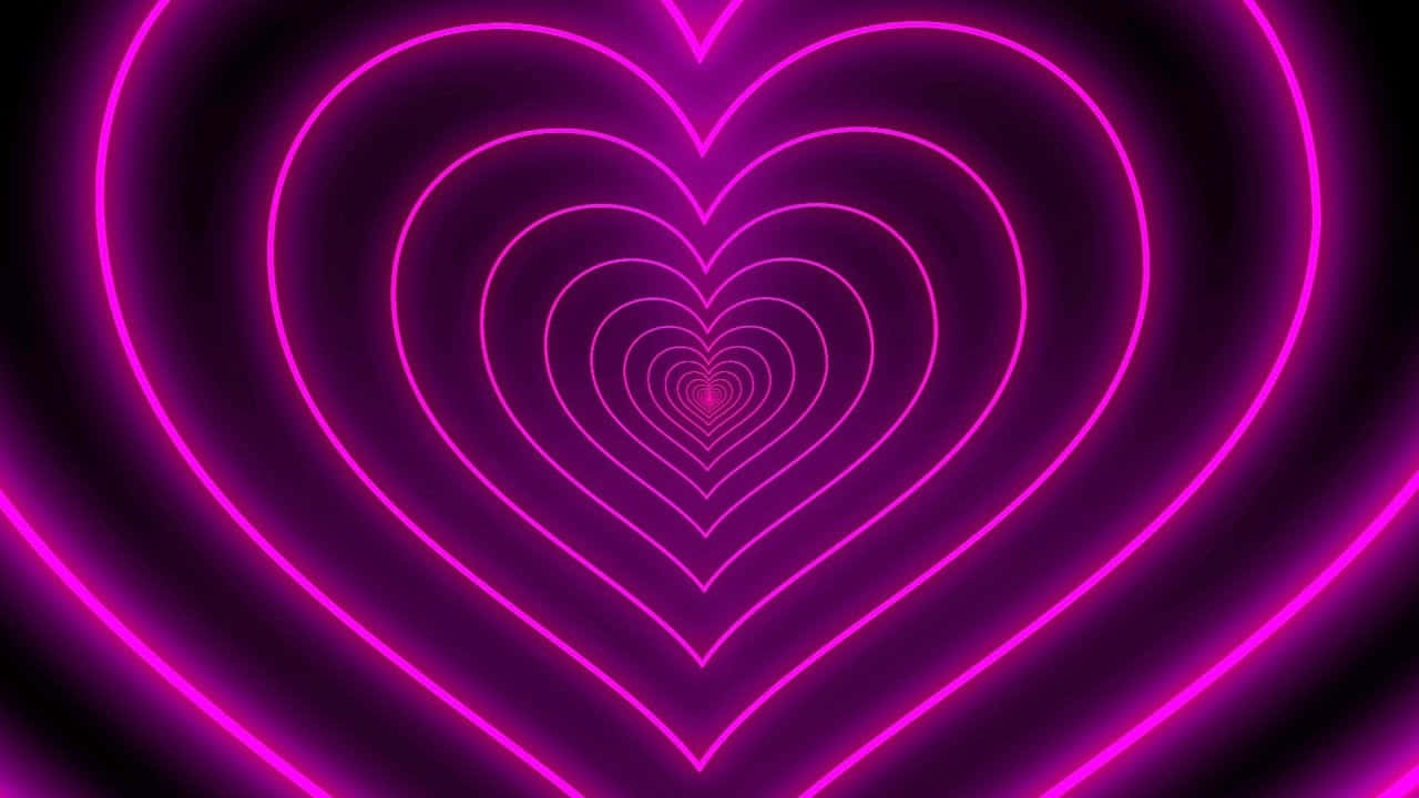 Download Pink Line Art Neon Hearts Light Tunnel Wallpaper