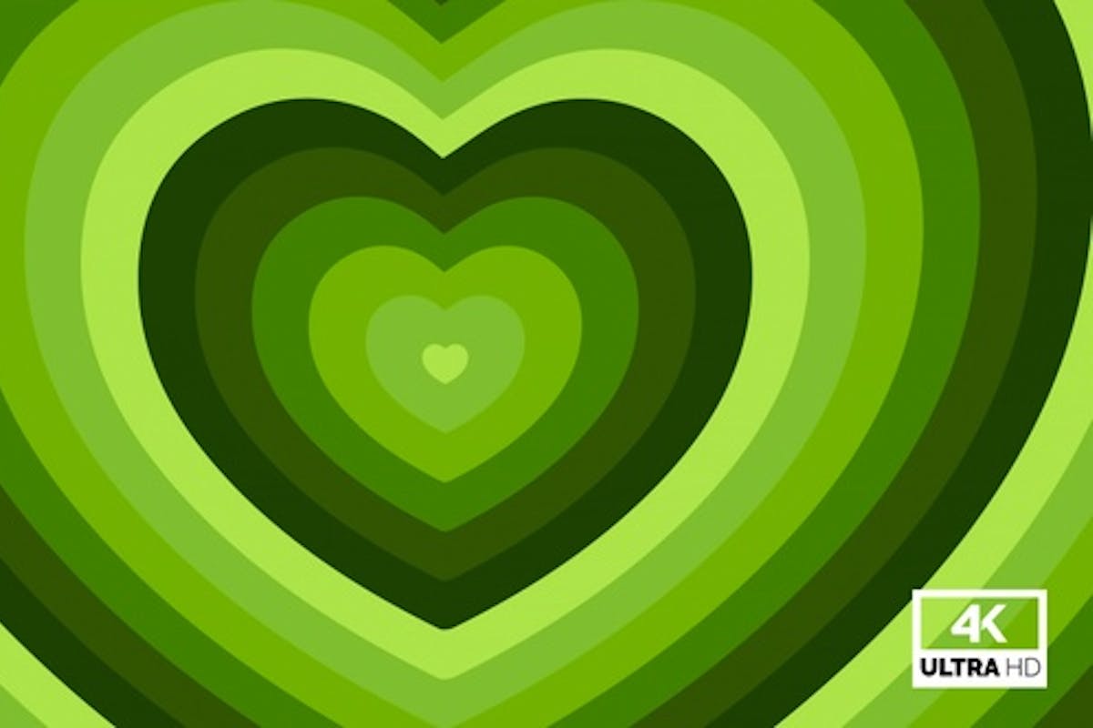 Green Heart Tunnel Colorful Love Shape 4K TikTok Trend Dj Background Looped V2, Stock Video