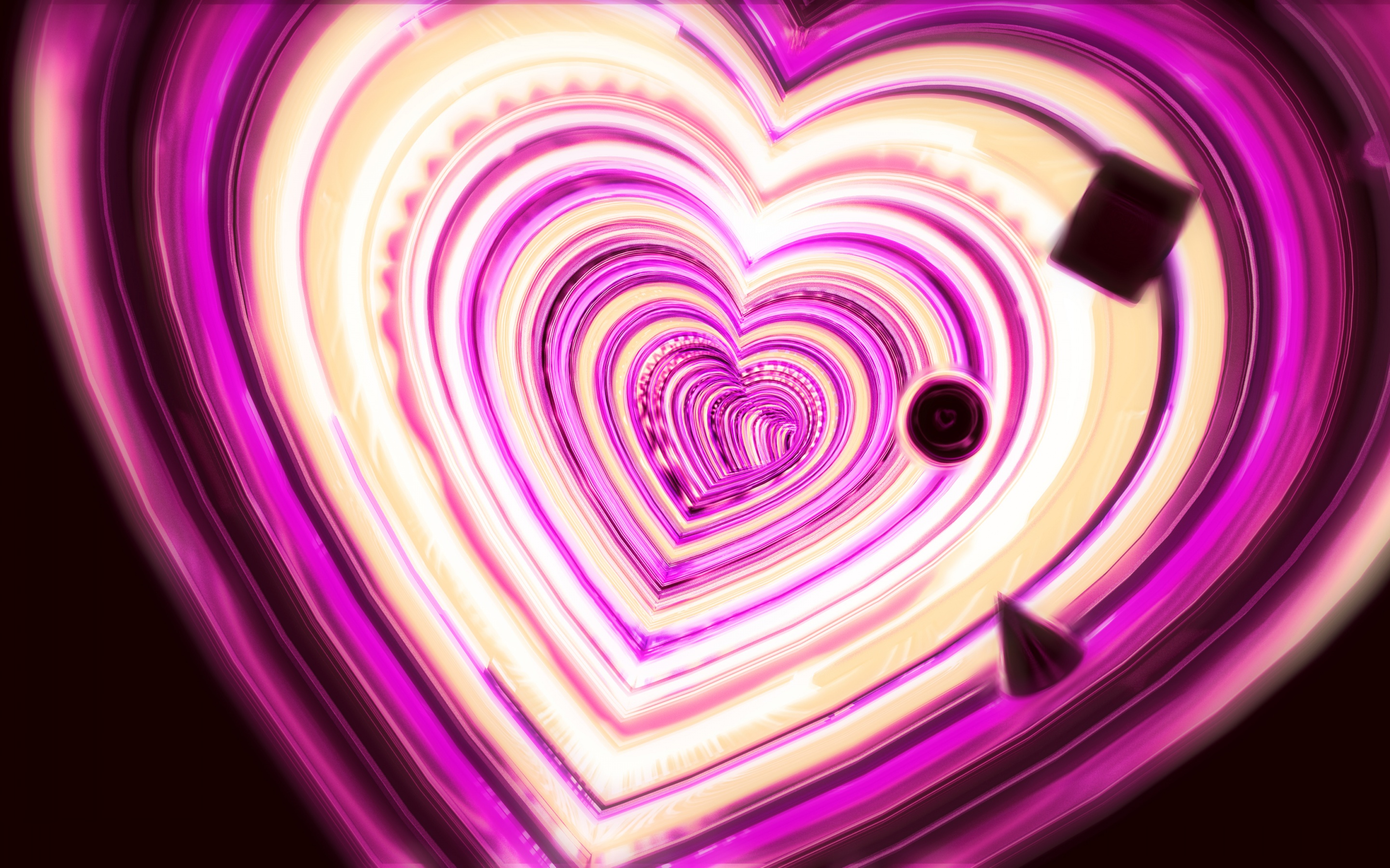 Love heart Wallpaper 4K, 3D background, Pink, Illusio