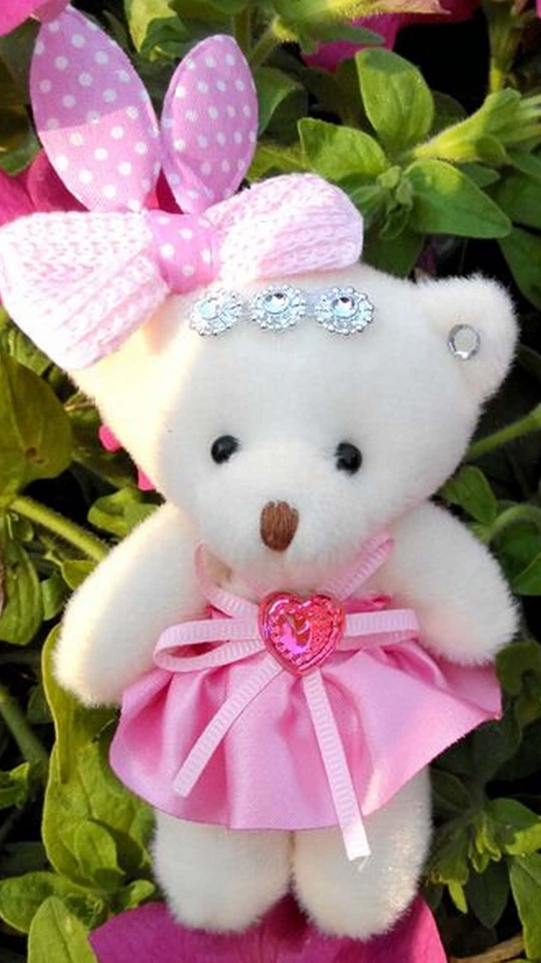 Download Cute Pink Teddy Bear Valentines Wallpaper