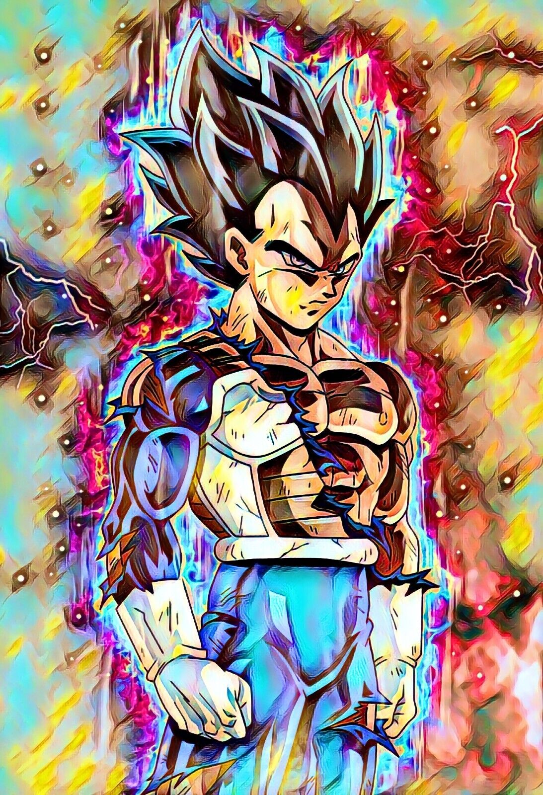 Vegeta Ultra Instinct Art Poster. Oil Painting. Framed