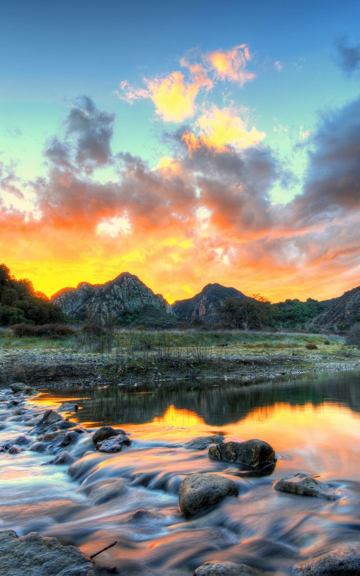 Download Wallpaper 800x1280 Landscape, Usa, River, Sky, Malibu, California, Clouds, Hdr, Nature Samsu. HD nature wallpaper, Sunset landscape, Landscape wallpaper