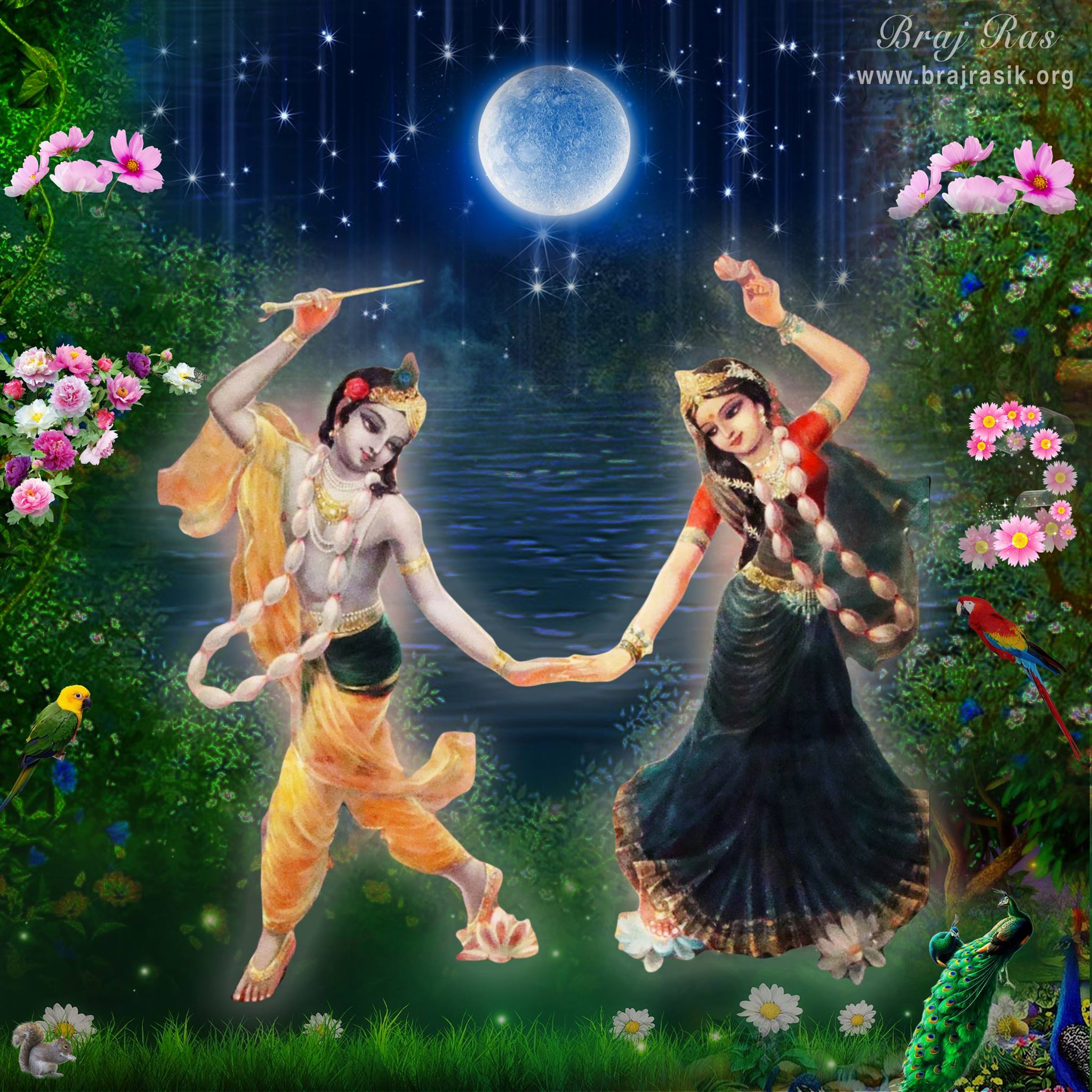 Checkout Sharad Purnima Maharaas Dance Wallpaper of Shri Radha Krishn at Vrindavan near Yamuna Tat. Braj