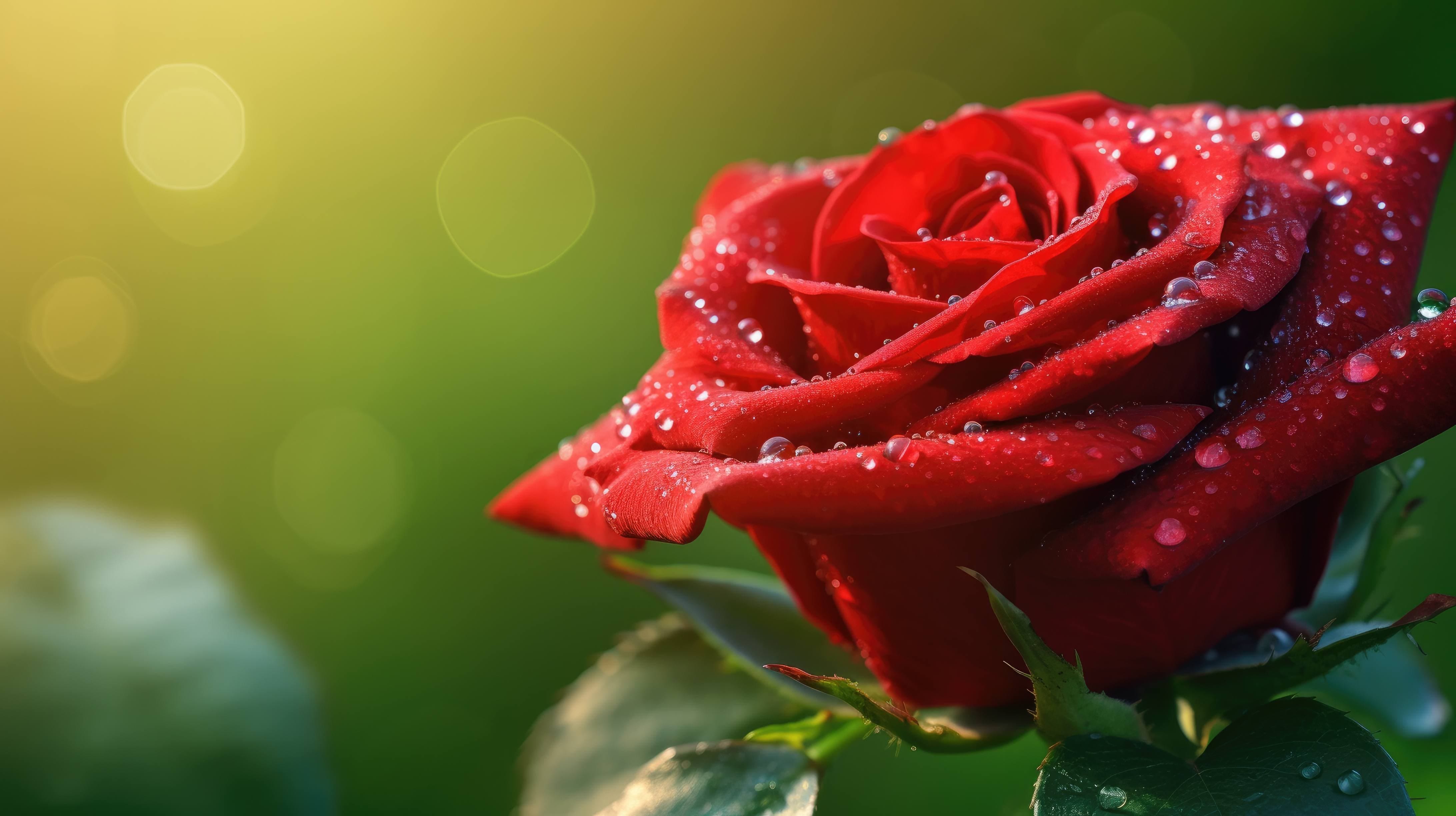 A 4K Ultra HD Wallpaper Of A Close Up Of A Single Rose Petal, Glistening With Dewdrops In The Morning Sunlight