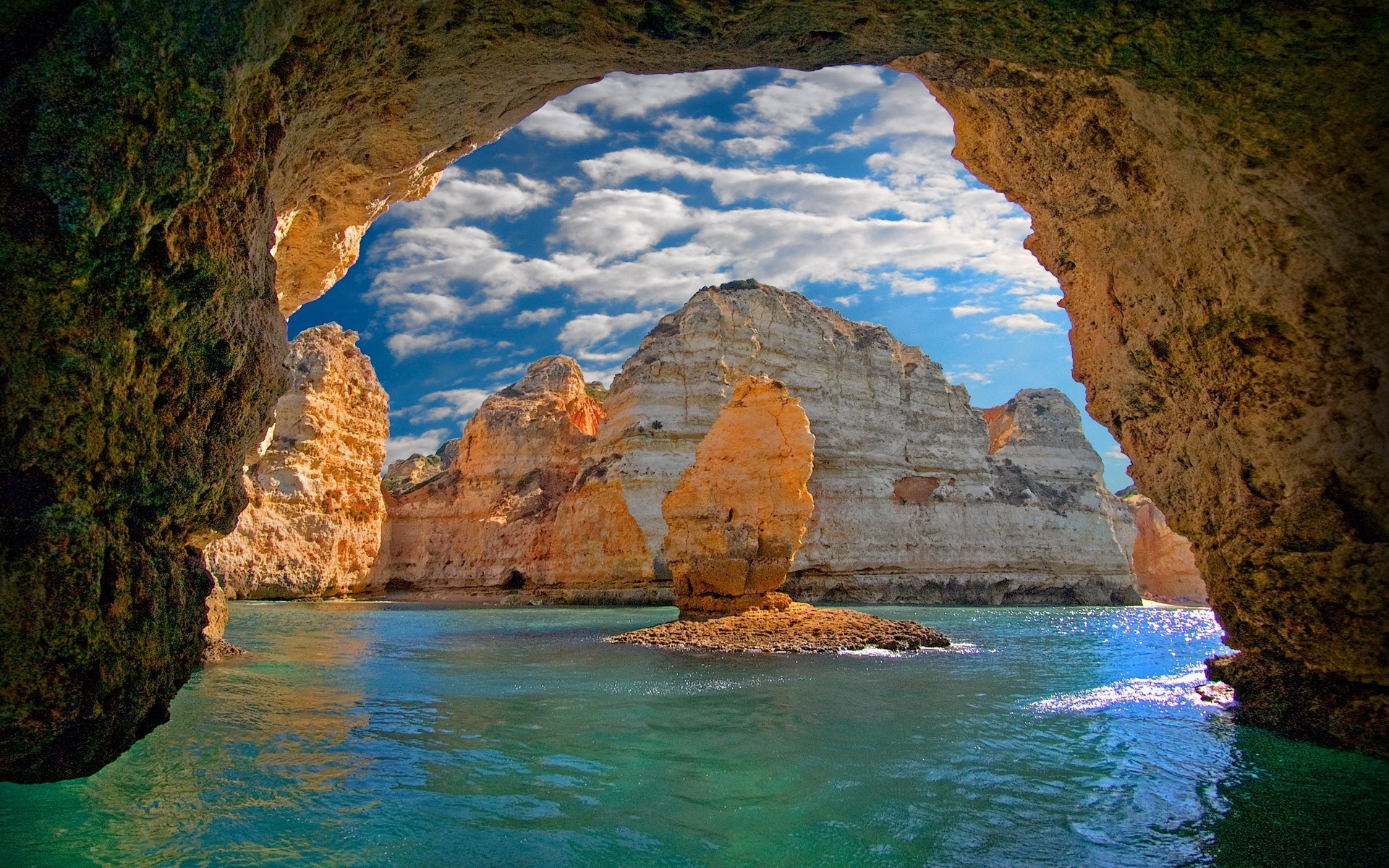 HD desktop wallpaper: Ocean, Earth, Cave, Arch, Portugal download free picture