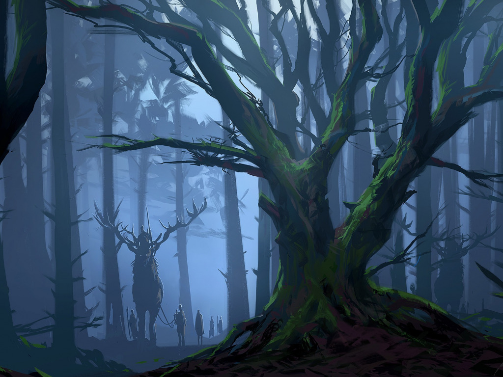 Download wallpaper forest, beast, travelers, forest mood, Cernunnos, section fantasy in resolution 1024x768