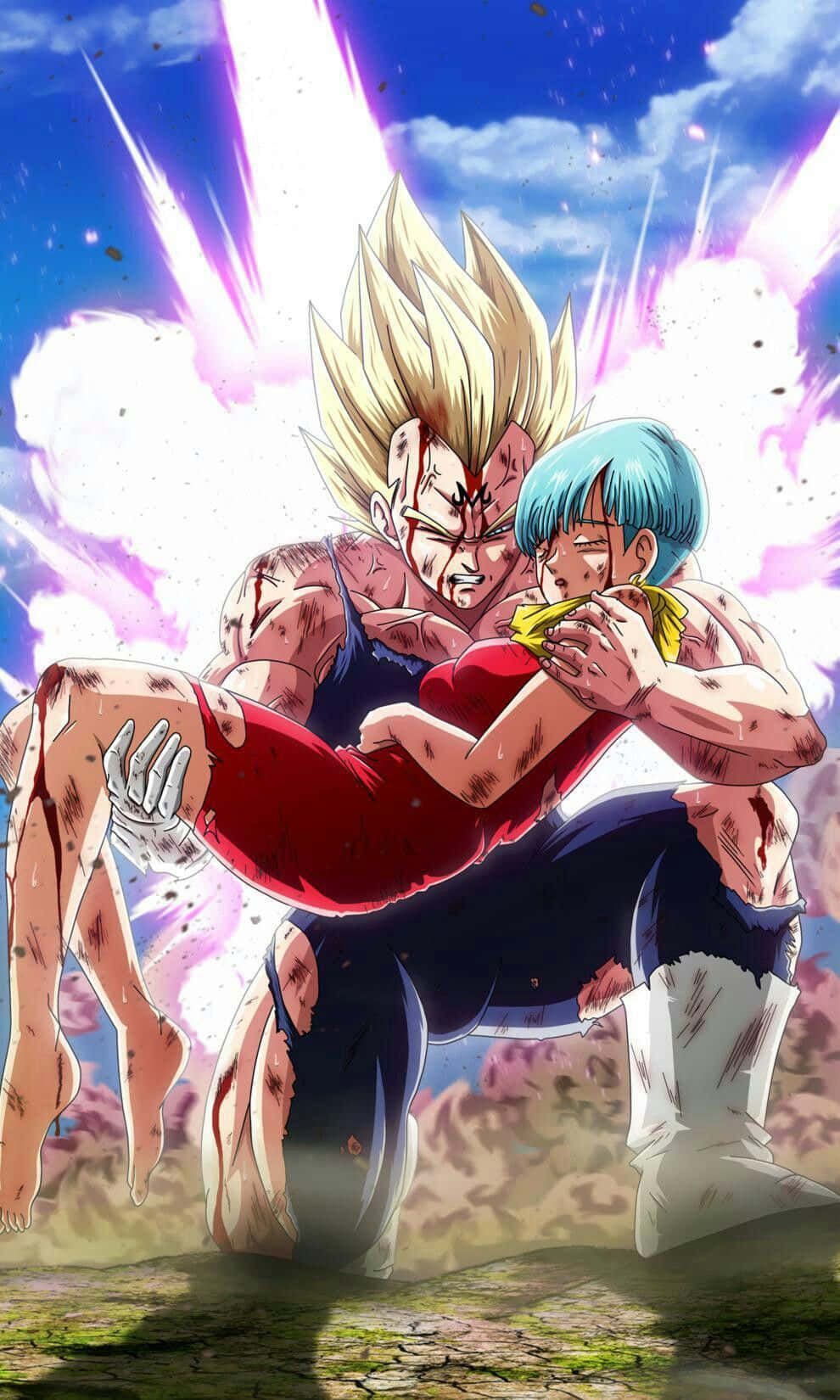 Download Vegeta & Bulma, a couple as strong and powerful as they are in love. Wallpaper