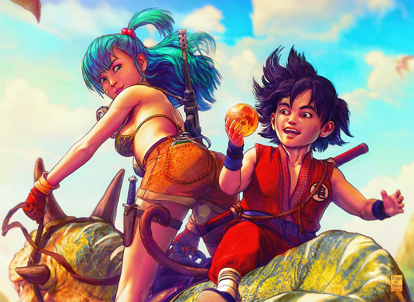 Tiago da Silva Ball 1986 Bulma & Son Goku Fanart Full version: #akiratoriyama #dragonball #drawing #anime #bulma #songoku #dbs #db #goku #manga #illustration #digitalpainting #gohan #dragonballgt #saiyan