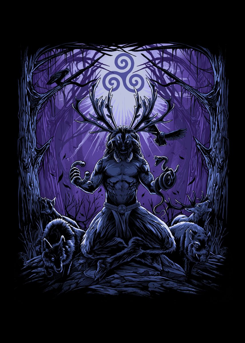 Celtic Cernunnos Mythology' Poster by Richard Åkers