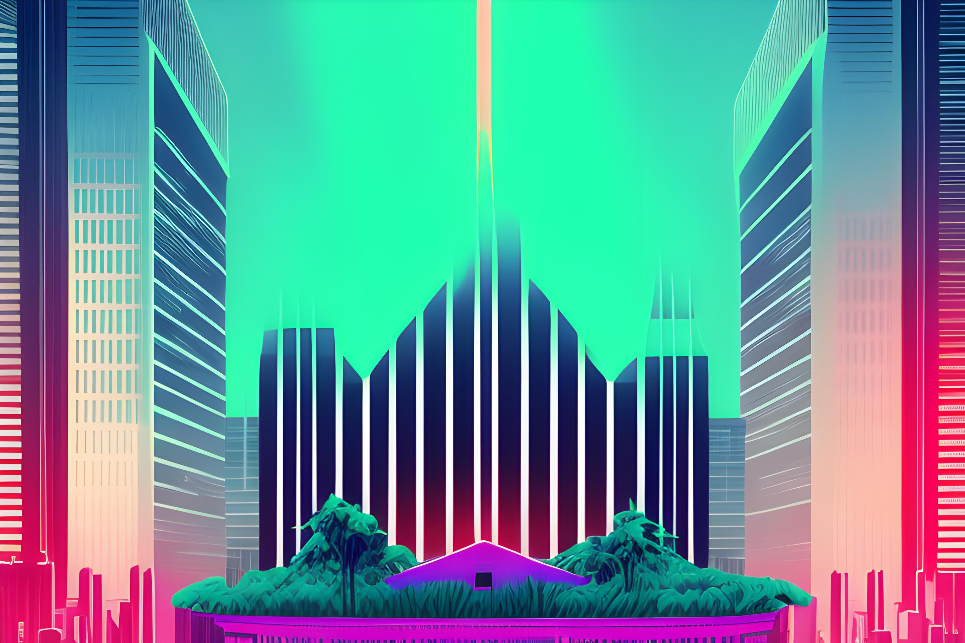Investment Banking wallpaper in a synthwave style. The image should contain a man looking