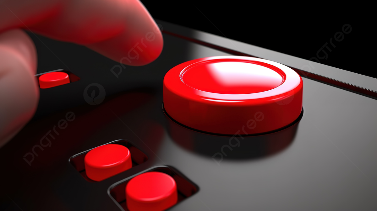 Man Is Pushing A Red Button Into An Electronic Game Controller Background, 3D Cartoon Hand Pressing The Red Button System Control, HD Photography Photo Background Image And Wallpaper for Free Download