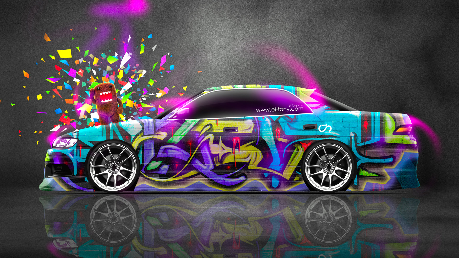 Vibrant JDM Car Graffiti Art HD Wallpaper