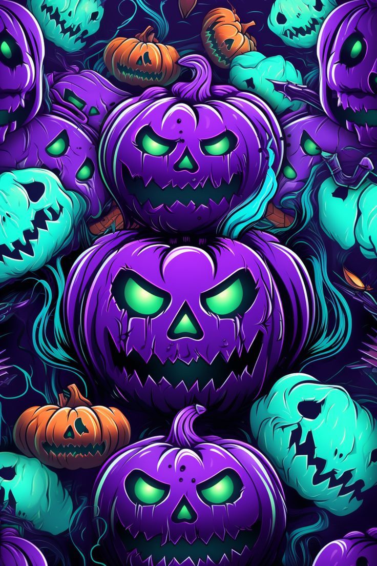Vibrant Halloween Jack O' Lanterns Wallpaper To Spook Up Your Screen