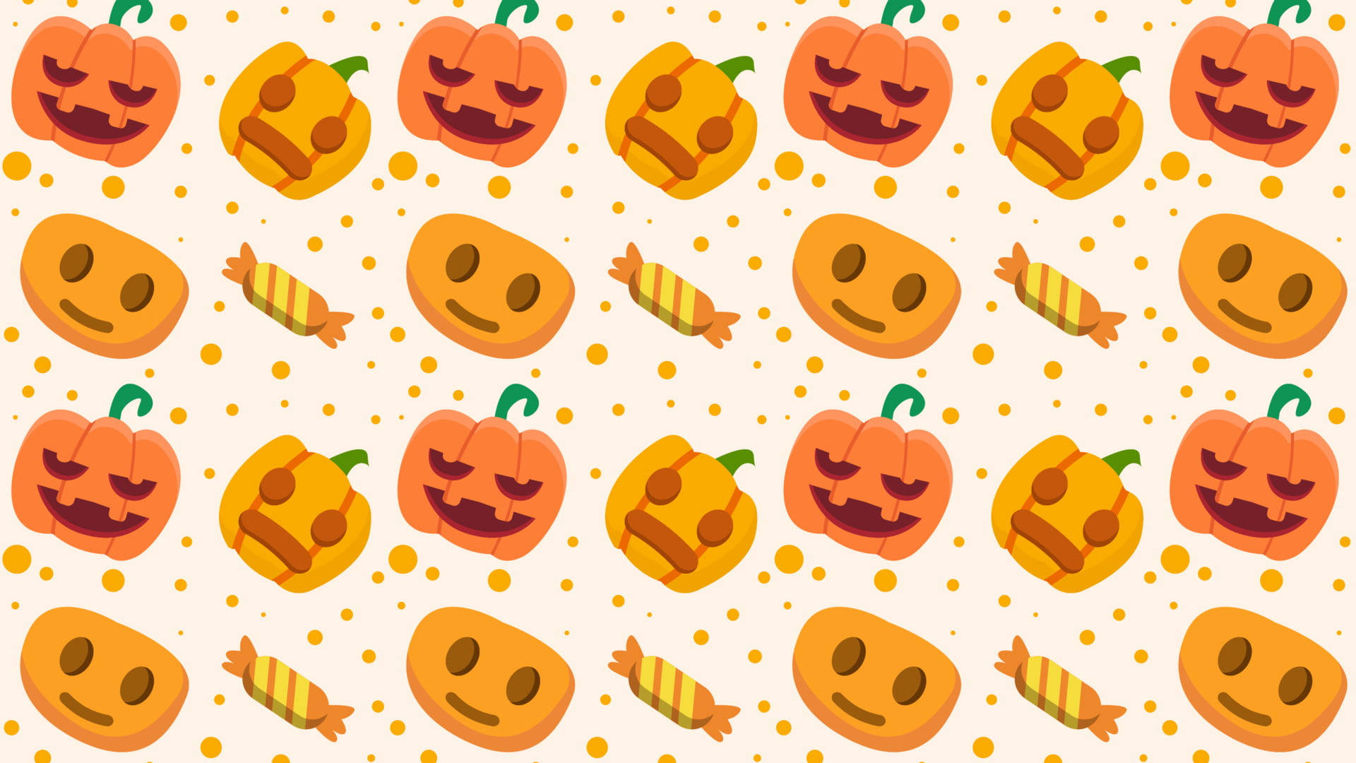 Download Pumpkins And Candies Cute Halloween Desktop Wallpaper