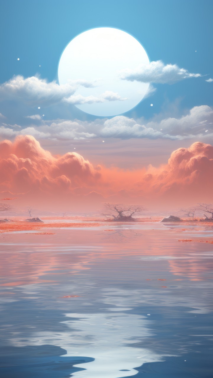 Wallpaper lake, mountains, fisherman, moon, OS