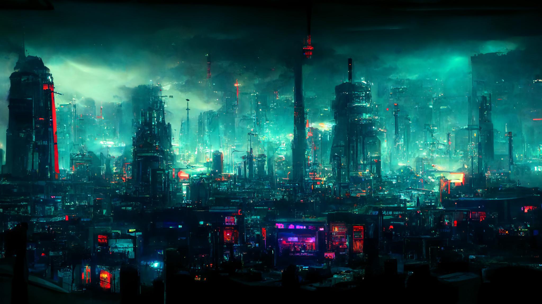 Cyberpunk Dark City, r