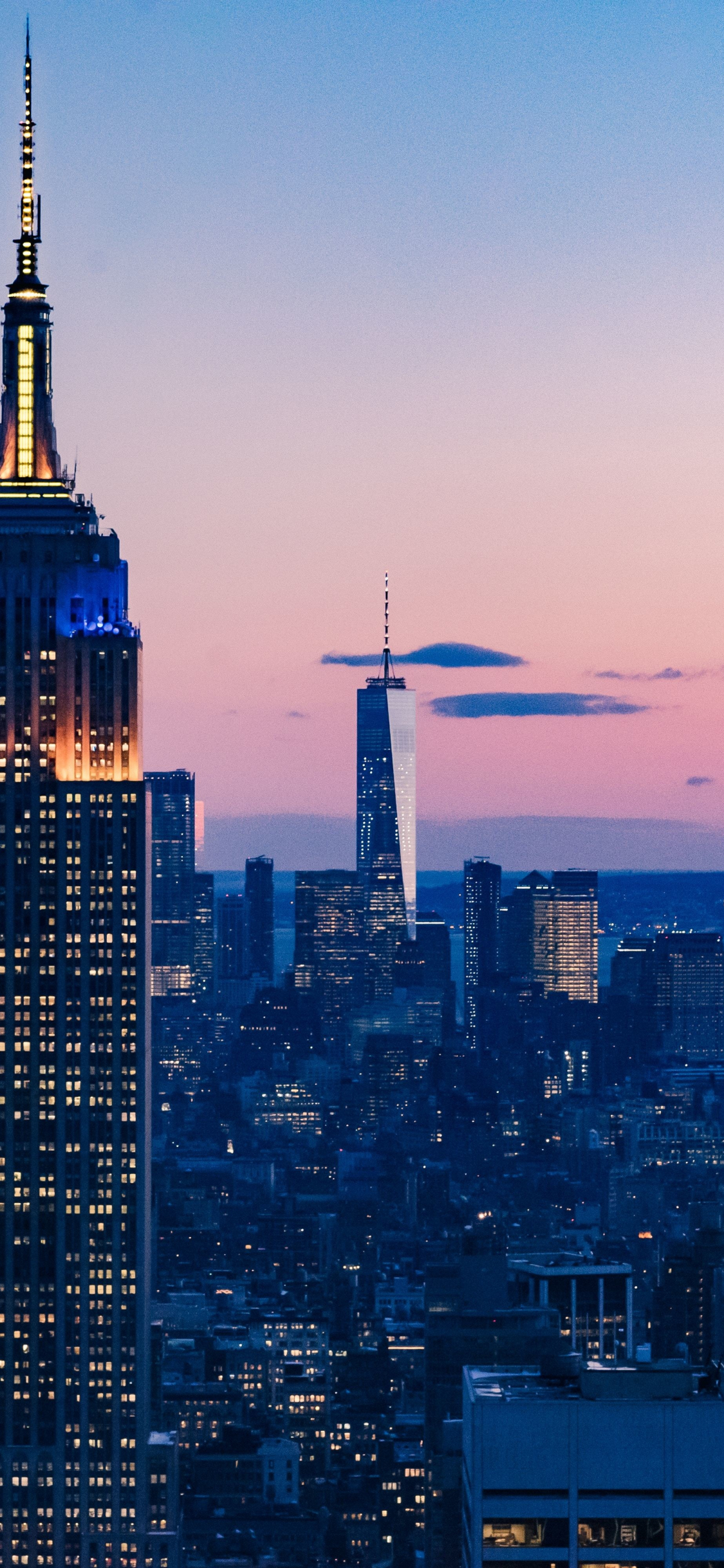 Download wallpaper 1125x2436 new york, sunset, buildings, iphone x, 1125x2436 HD background, 20824