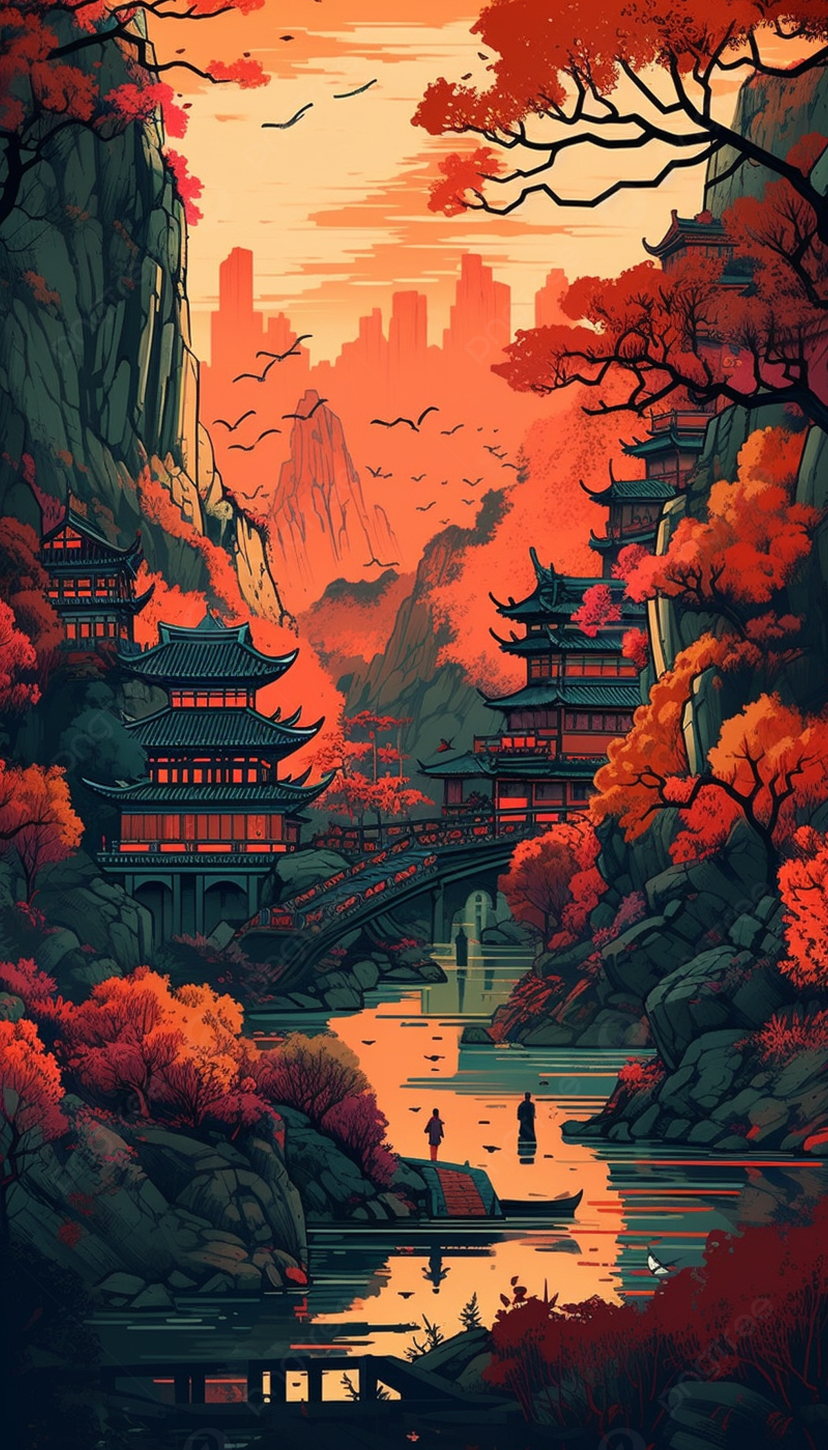 Guting Sunset Afterglow Background Wallpaper Image For Free Download