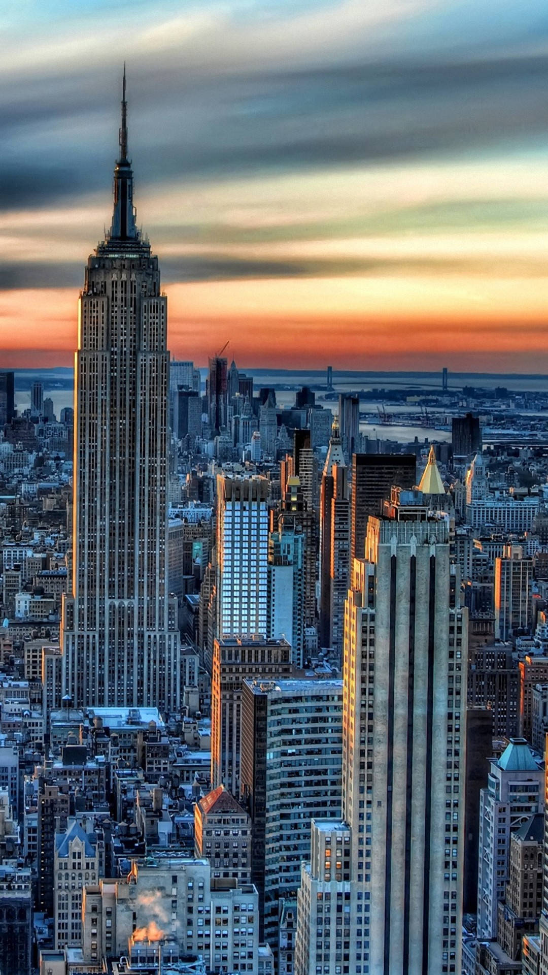 Download New York City At Dusk iPhone X Wallpaper
