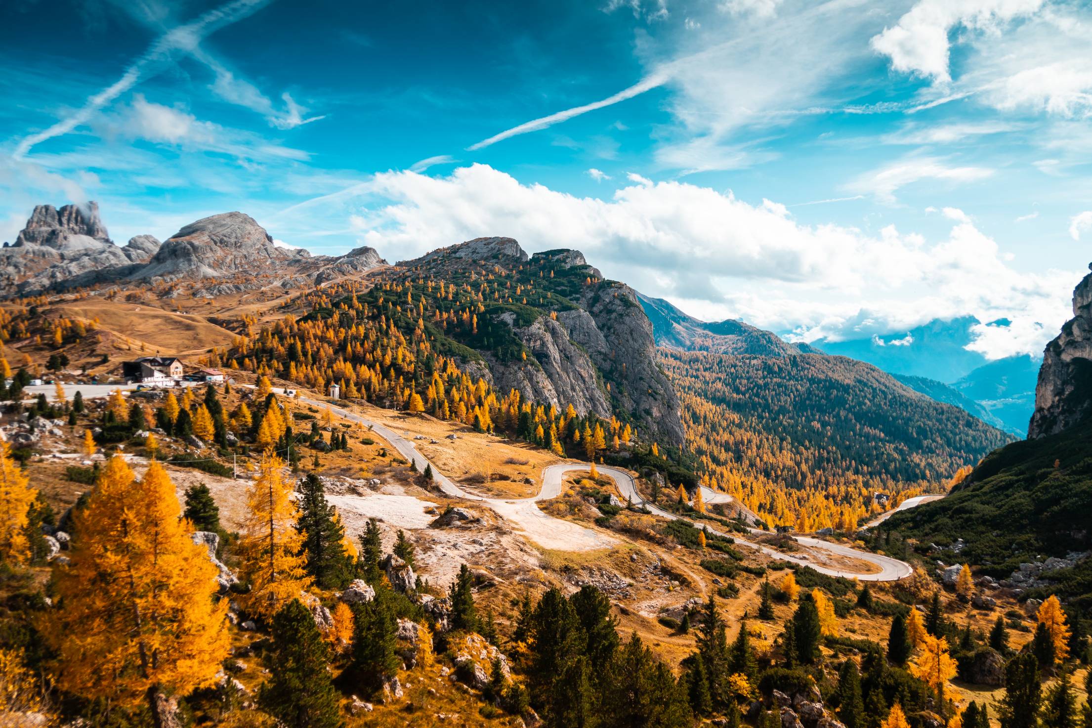 Falzarego Pass Mountain Road in Dolomites, Italy Free