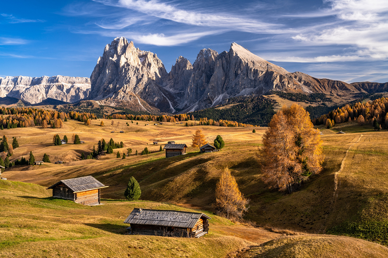 Picture Alps Italy South Tyrol, Dolomites Nature Autumn mountain