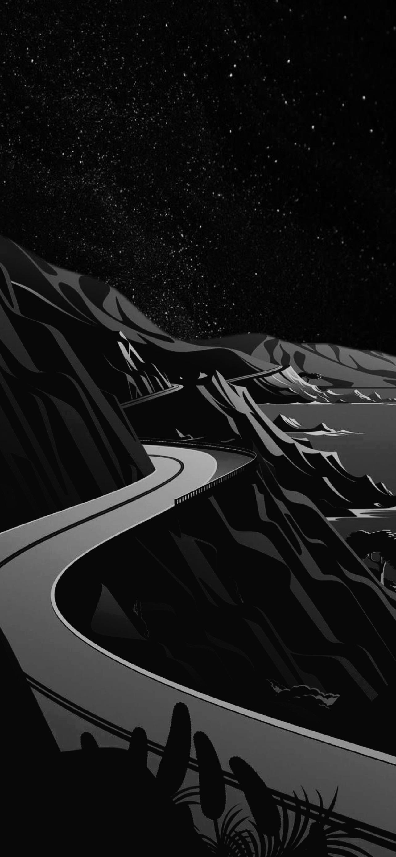 IPhone Pro Max 12 13 Black 2D Landscape Lockscreen (1284x2778)