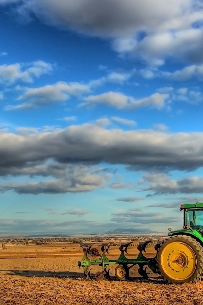 Download Wallpaper 800x1200 Tractor, Field, Plowing, Clouds, Agriculture Iphone 4s 4 For Parallax HD Background