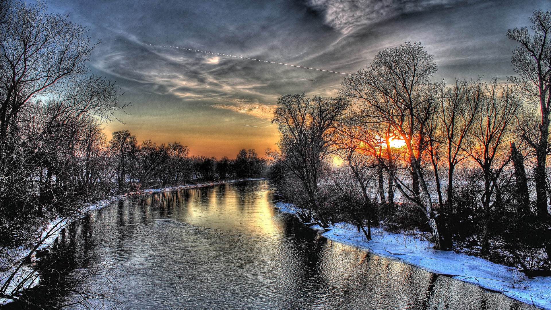 Sunset Winter River