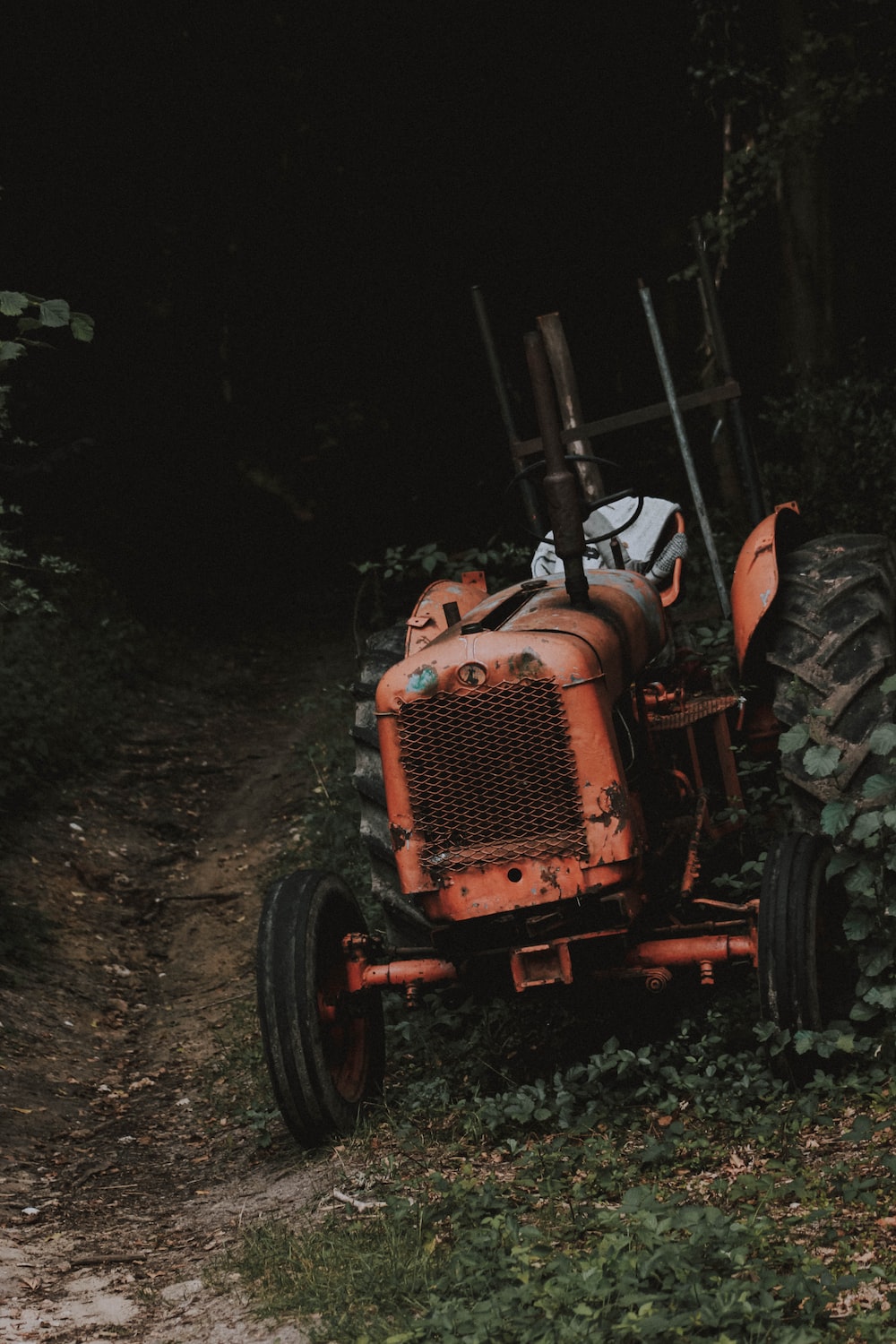 Orange farm tractor photo