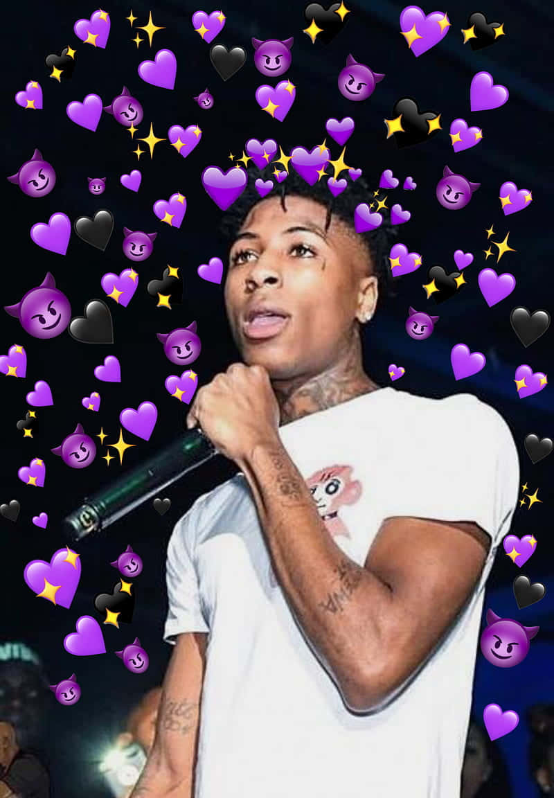 Download NBA Youngboy PFP With Purple Emoji Wallpaper