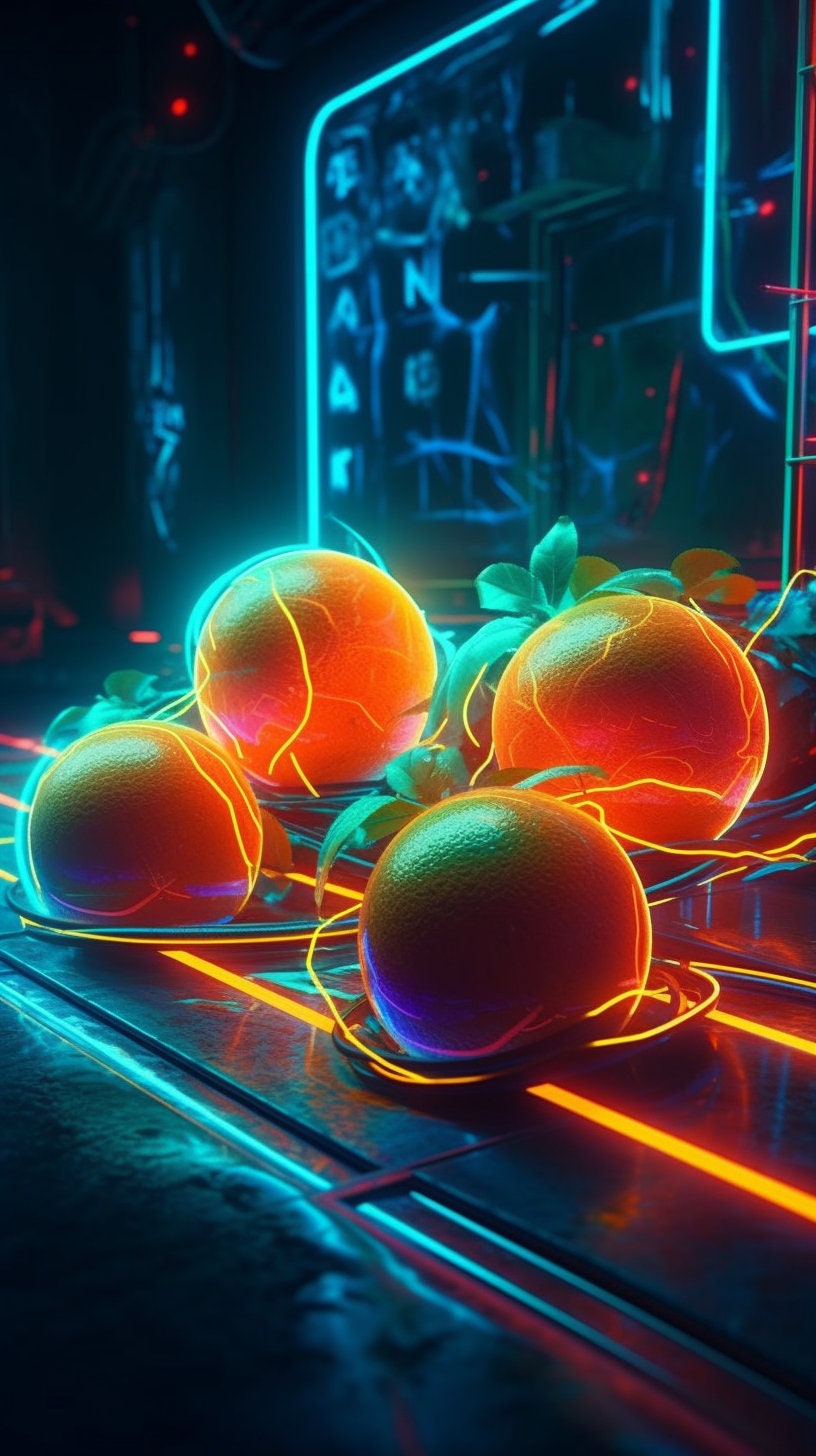 Neon Fruits Phone Wallpaper 5 Pack. Phone Background