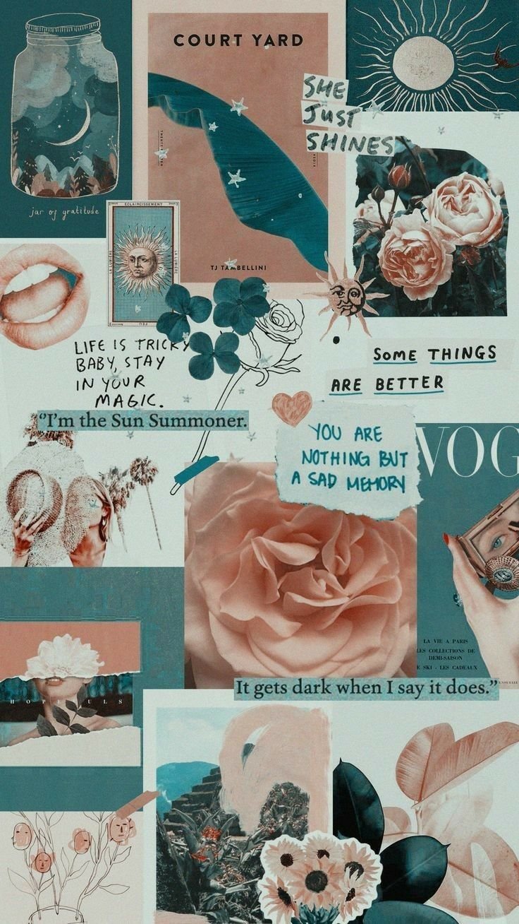 Aesthetic flowers collage Wallpaper Download
