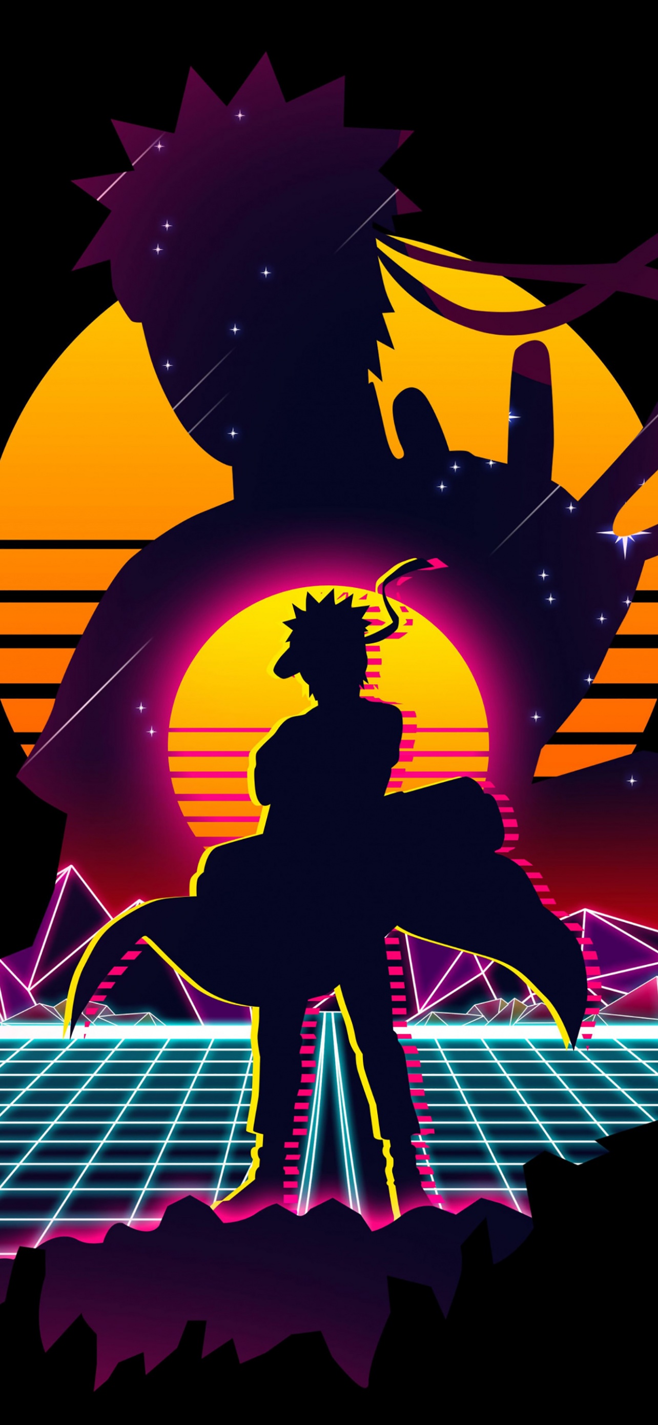 Naruto Uzumaki Wallpaper 4K, Retro, Black background, AMOLED