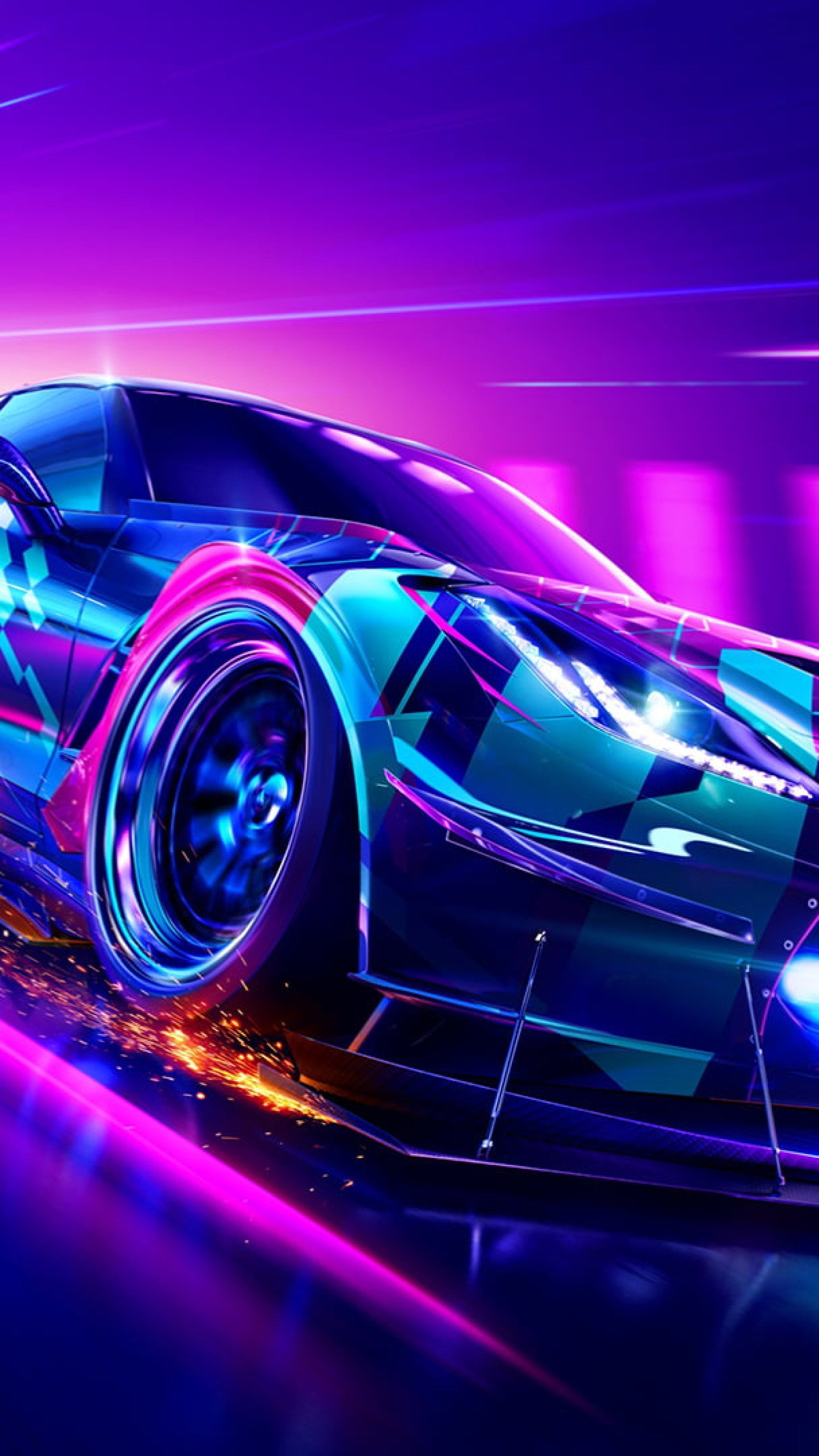 Cyberpunk neon car Wallpaper Download