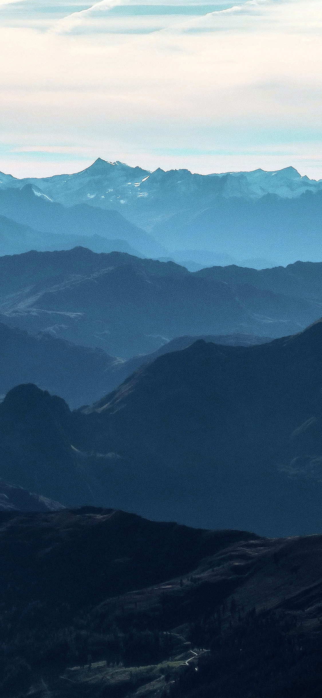 iPhone X wallpaper. morning mountain fog blue sky nature view