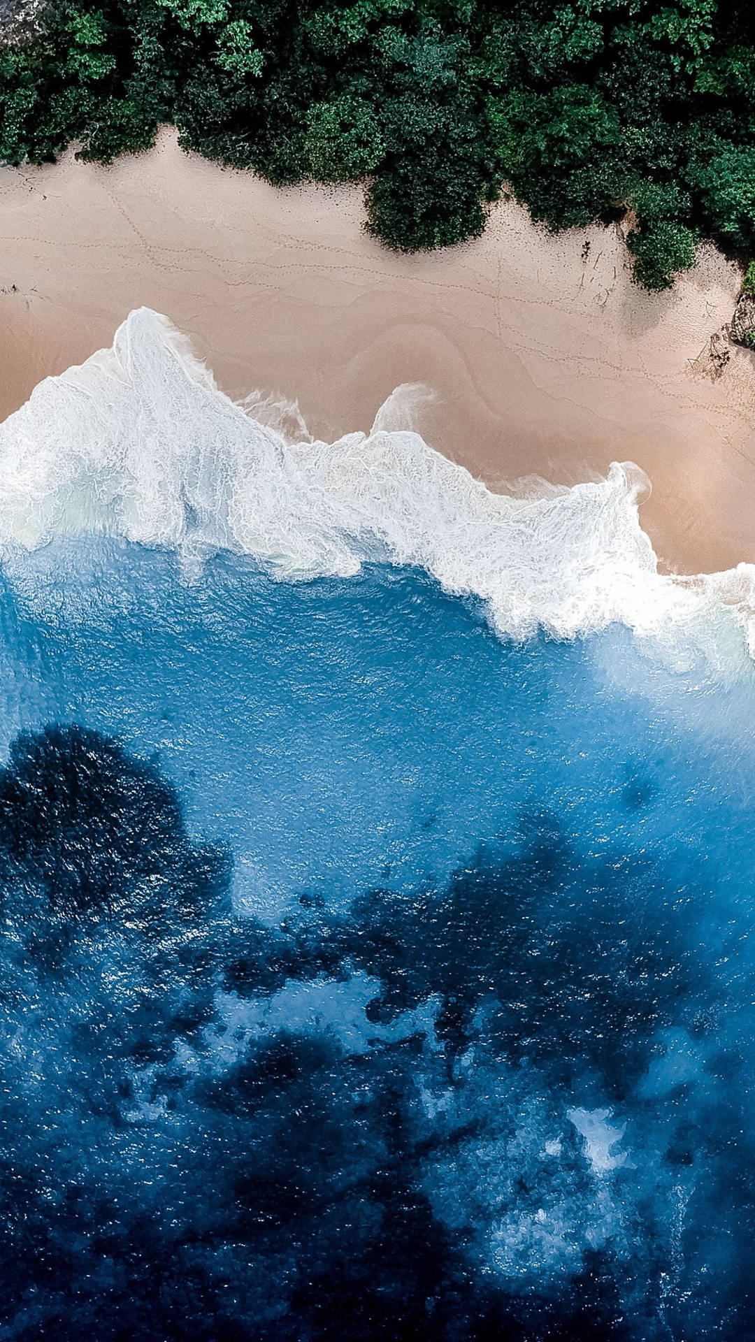 Download Aerial View Blue Beach Wave iPhone Wallpaper
