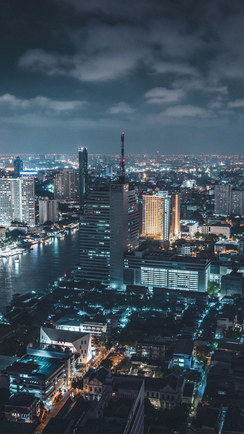 Download Wallpaper 938x1668 Night City, Aerial View, Buildings, Lights, Architecture, Bangkok Iphone 8 7 6s 6 For Parallax HD Background
