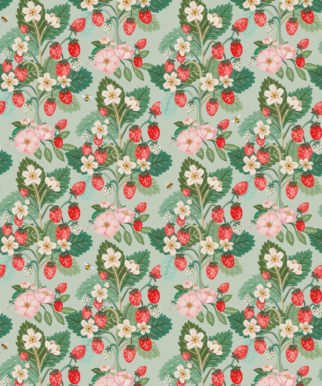 Strawberries Wallpaper • Hand Painted Fruit USA