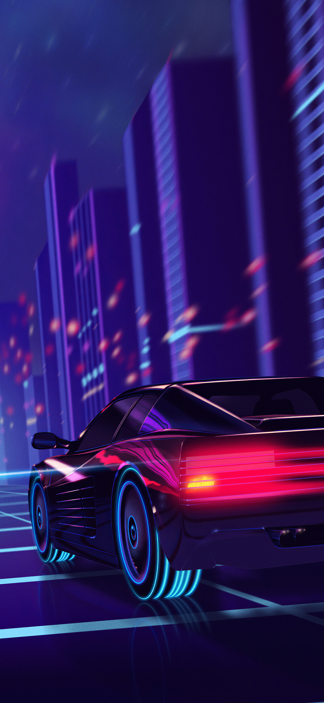 Cyber Car Neon City iPhone XS, iPhone 10, iPhone X HD 4k Wallpaper, Image, Background, Photo and Picture
