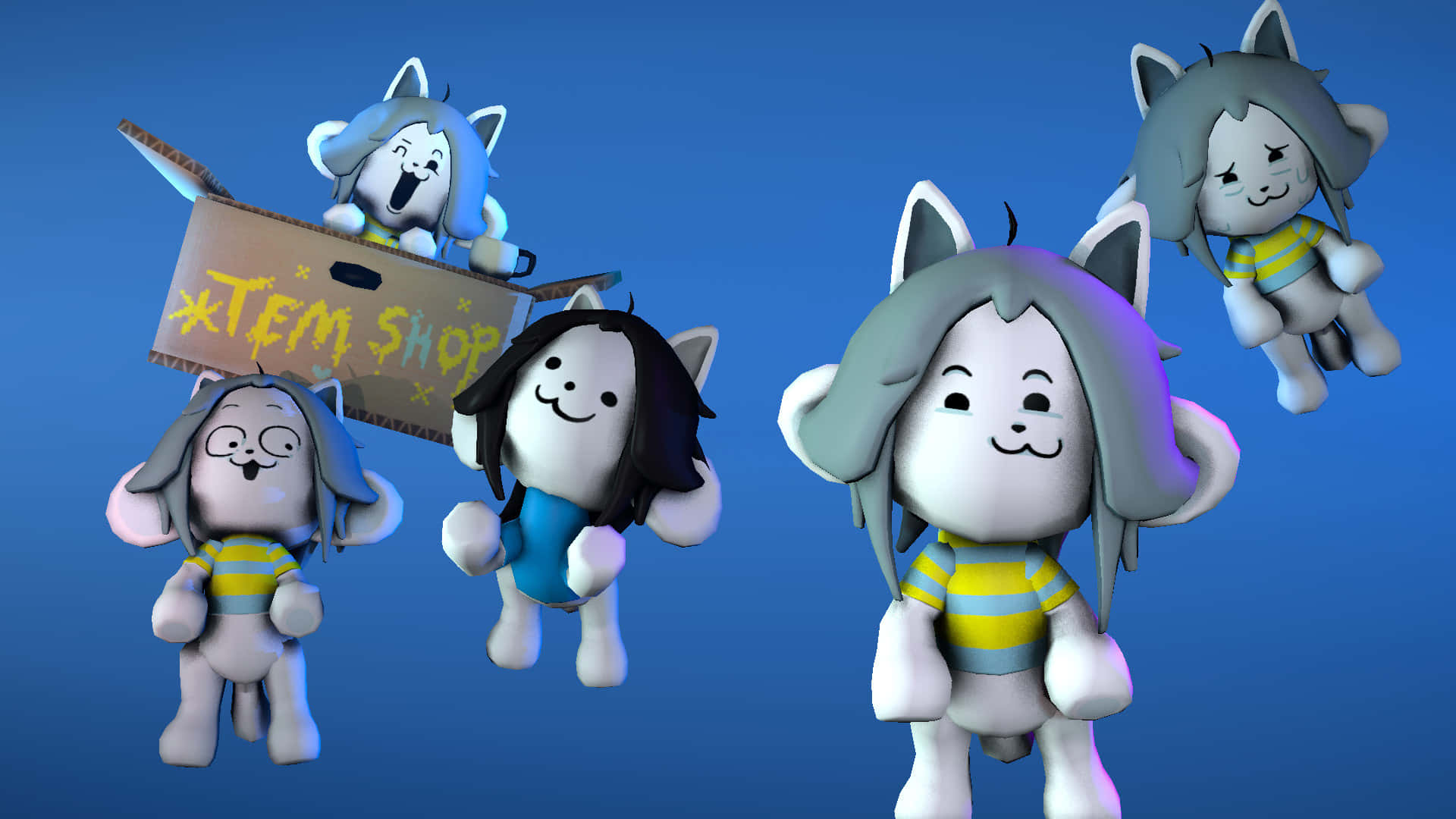 Download Cheerful Temmie from Undertale having lots of fun Wallpaper