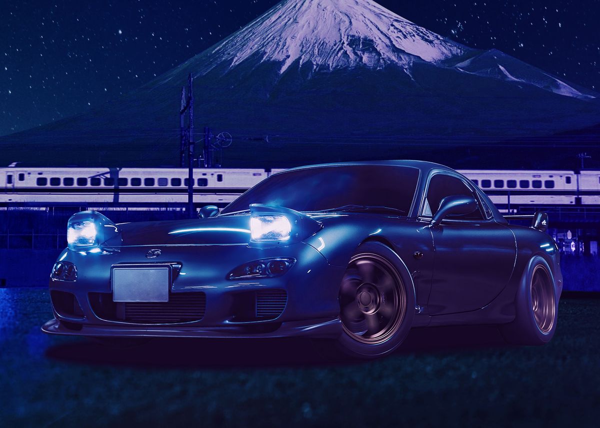 BLACK MAZDA RX7' Poster